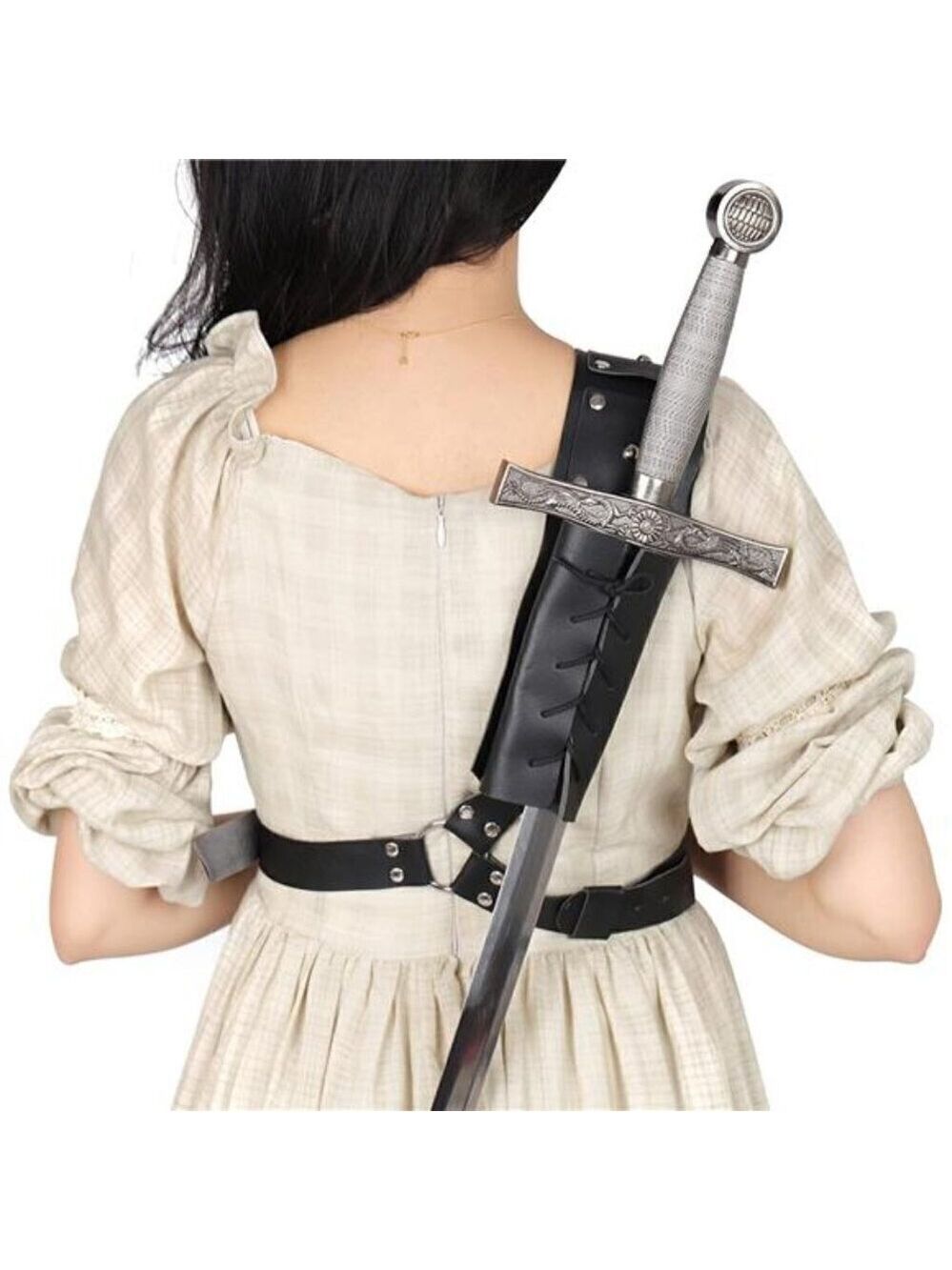 Medieval Sword Back Holster Cosplay Sword Belt Frog Adjustable Sword Back Holder